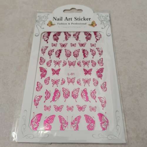 NAIL STICKERS BUTTERFLY MAGENTA L-01