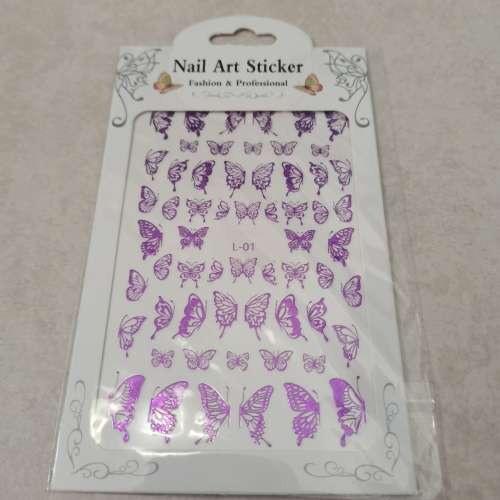 NAIL STICKERS BUTTERFLY PURPLE L-01