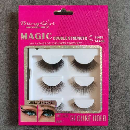 SELF ADHESIVE EYELASHES AND LINER (3 PAIRS IN BOX) MIXED