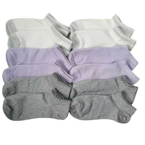 LADIES ANKLE SOCKS - 12 PAIRS MIXED