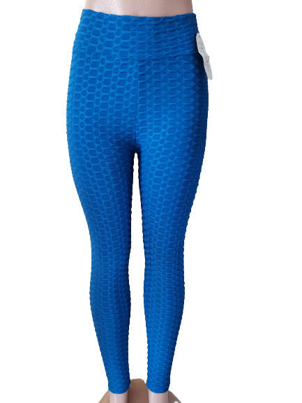 HONEYCOMB HIGH WAISTED LEGGINGS - M/L BLUE
