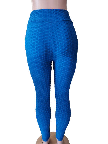 HONEYCOMB HIGH WAISTED LEGGINGS - M/L BLUE