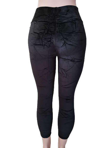 LADIES VELVET LEGGINGS - BLACK S/M