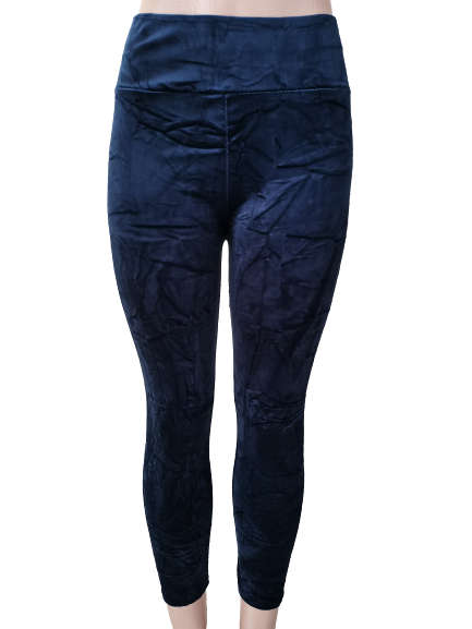 LADIES NAVY BLUE VELVET LEGGINGS - S/M
