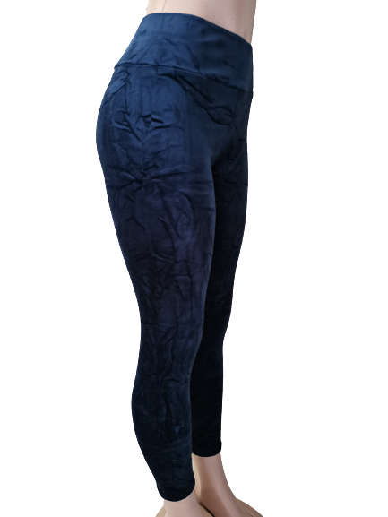 LADIES NAVY BLUE VELVET LEGGINGS - S/M