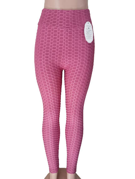 HONEYCOMB HIGH WAISTED LEGGINGS - M/L PINK