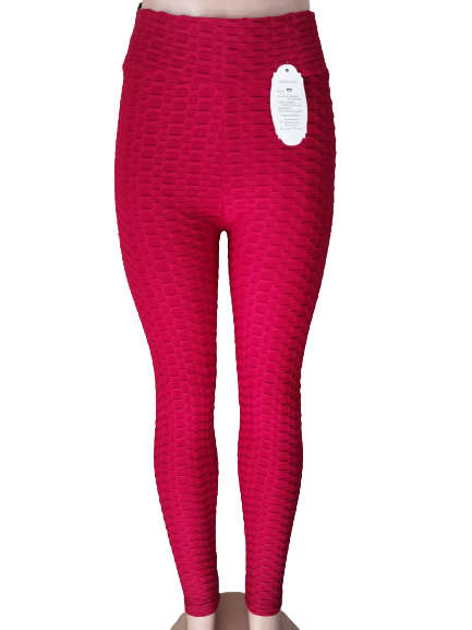 HONEYCOMB HIGH WAISTED LEGGINGS - M/L DARK RED