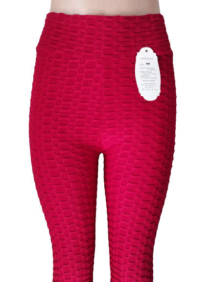 HONEYCOMB HIGH WAISTED LEGGINGS - M/L DARK RED