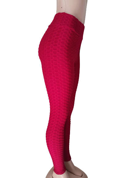 HONEYCOMB HIGH WAISTED LEGGINGS - M/L DARK RED