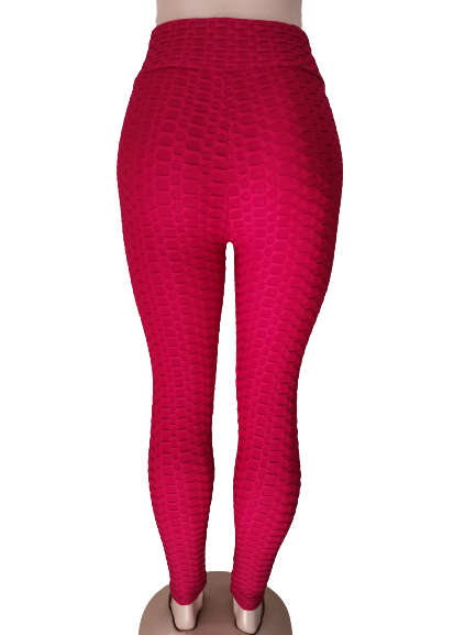 HONEYCOMB HIGH WAISTED LEGGINGS - M/L DARK RED