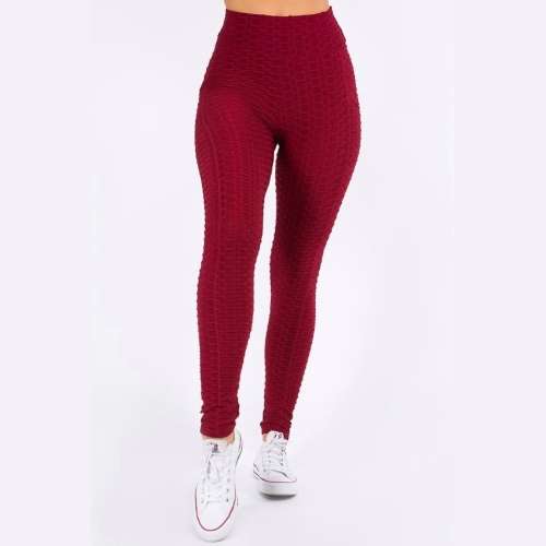 HONEYCOMB HIGH WAISTED LEGGINGS - M/L DARK RED