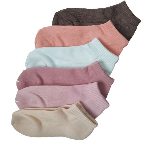 6 PAIRS LADIES COTTON CUSHIONED ANKLE SOCKS