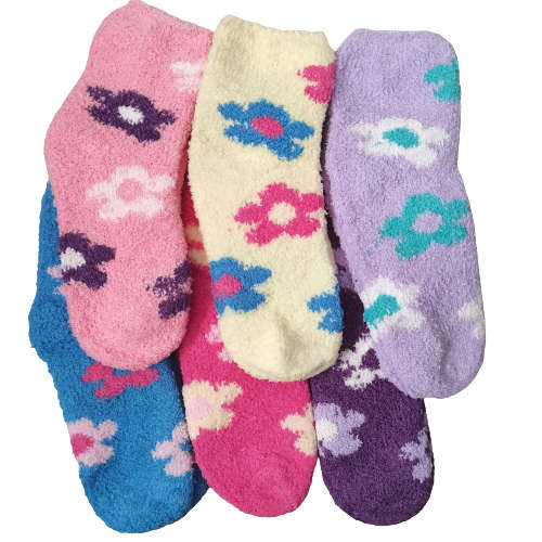 6 PAIRS OF LADIES SOFT WARM WINTER SOCKS - DAISIES
