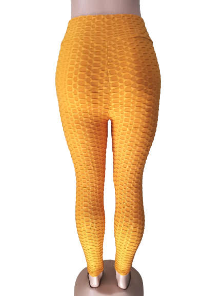 HONEYCOMB HIGH WAISTED LEGGINGS - M/L MUSTARD