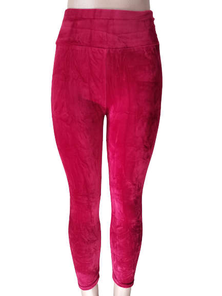 LADIES VELVET LEGGINGS - DARK RED S/M