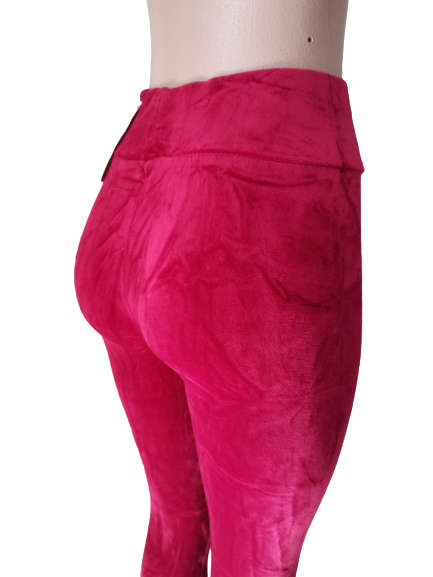 LADIES VELVET LEGGINGS - DARK RED S/M