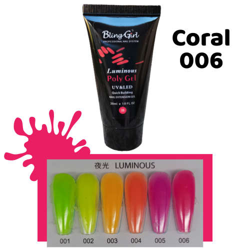 Poly Gel 30ml Luminous Polygel CORAL 006