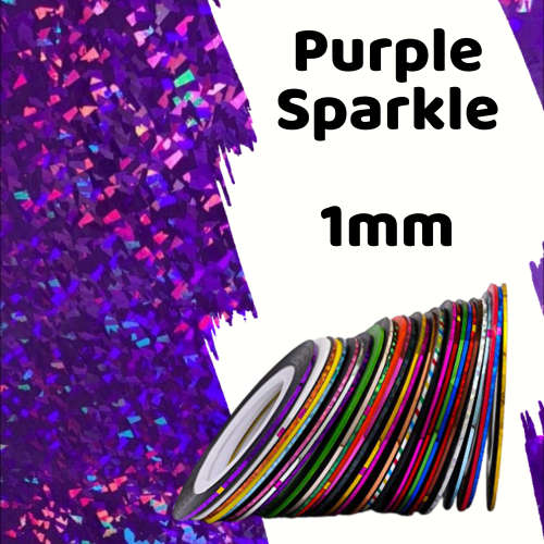 Roll of Nail Striping Tape - PURPLE SPARKLE 011