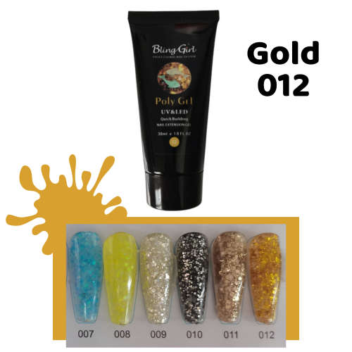Poly Gel 30ml Glitter Polygel - GOLD 012