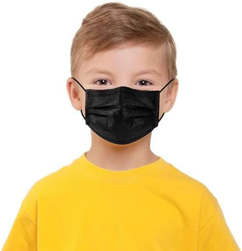 50 DISPOSABLE BLACK FACE MASKS - FACEMASKS CHILD