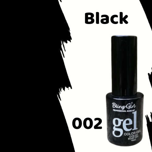 UV Soak Off Gel Color 10ml - BLACK 002