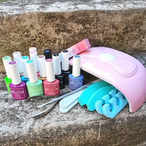 Loaded Gel Nail Kit - 54w Pink Bow UV LED Lamp