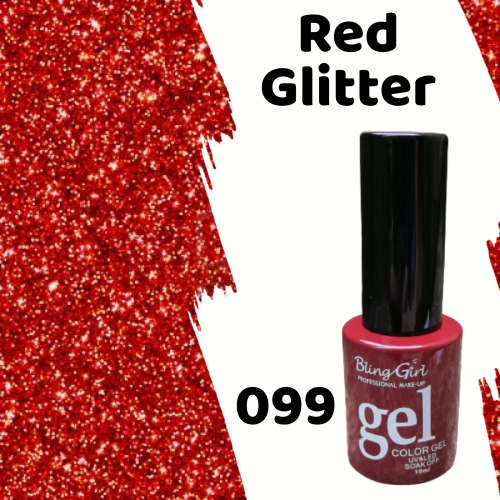 BLING GIRL UV Gel Polish 10ml - RED GLITTER 099