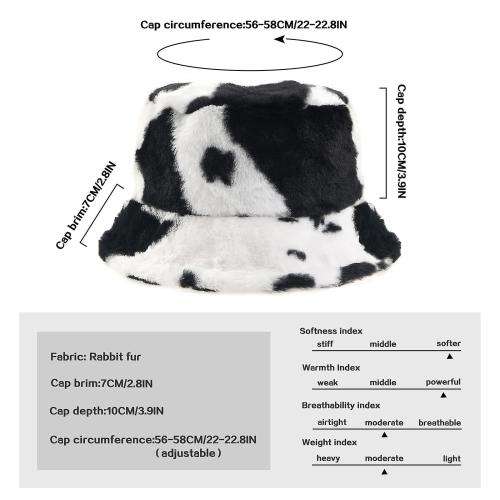 Faux Fur Bucket Hat - Black and White