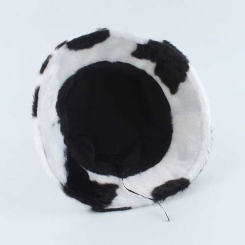 Faux Fur Bucket Hat - Black and White