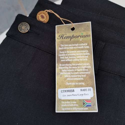 HEMPORIUM Slim Fit Mens Hemp/Cotton Chinos XXL (40) Black