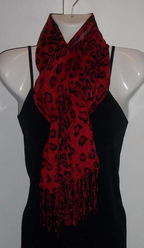 Leopard Print Scarf - Red