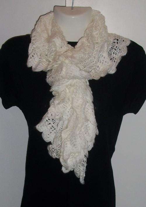 Woolen Ruffle Scarf - White