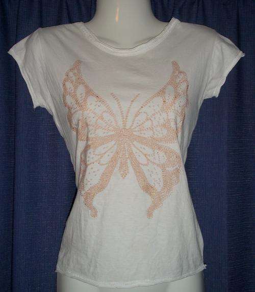 White T-shirt with Butterfly design - size small