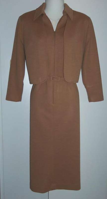 Caramel Vintage Dress and Matching Jacket by NINA - Size 12 *** AMAZING CONDITION / LIKE NEW ***