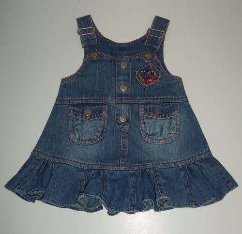 Denim Dungaree Style Dress by THE BABY COMPANY (Ackermams) - Age 6/12 Months