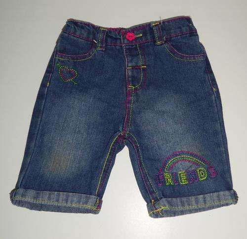 Blue Denim Jean Shorts with 'Friends' Embroidery by NETWORK (Jet) - Age 6/12 Months