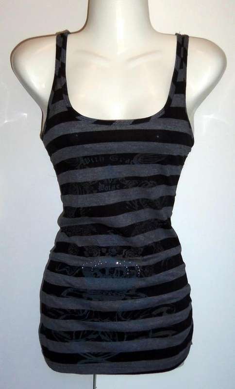 Black and Grey Striped Racer Back Vest by RT DENIM (Mr Price) - Size SS