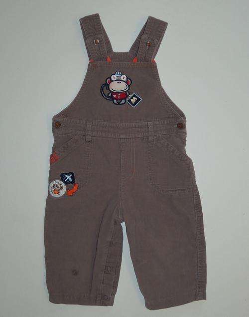 Light Brown 'Little Monkey' Corduroy Dungarees by WOOLWORTHS - Age 6/12 Months