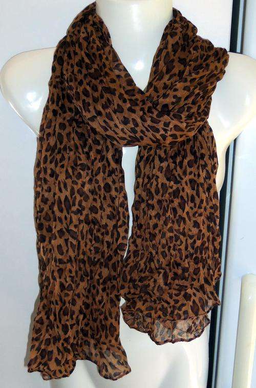 Leopard Print Crinkled Scarf - Natural colour  ** New **