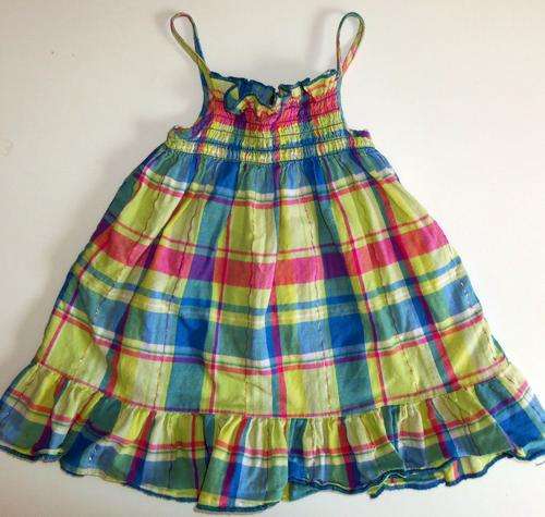 Pink Yellow and Blue Checked Dress - 6 Months
