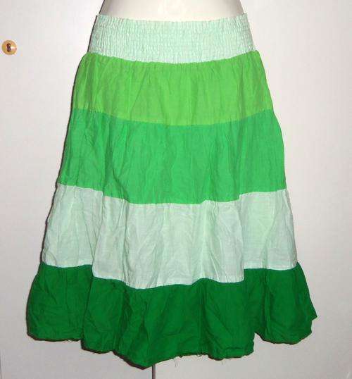 Green and White Skirt with Elastic Waistband by RED SURF - Size 36  ** New **