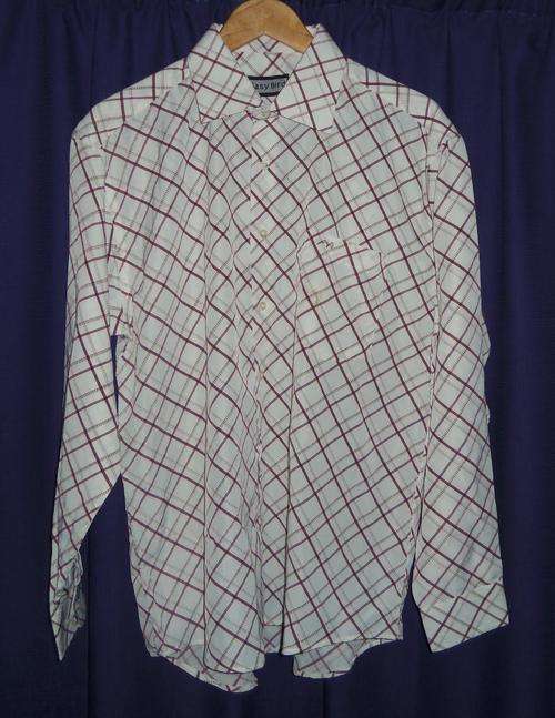 White and Brown Long Sleeved Shirt by EASY BIRD - Size XL  ** NEW **