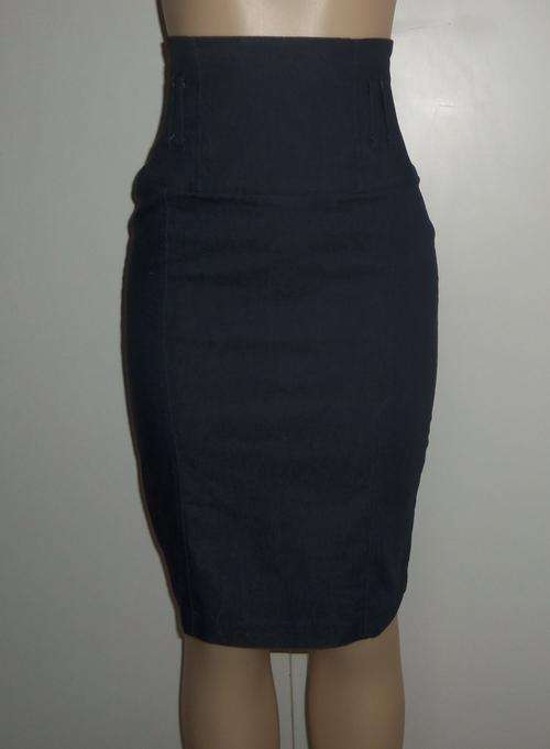 High Waisted Grey Denim-like Pencil Skirt by RED EARTH - Size 34