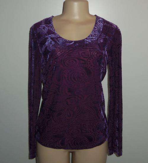 Purple Long Sleeved Semi-Sheer & Velvet Patterned by WOOLWORTHS - Size 12  ** New **