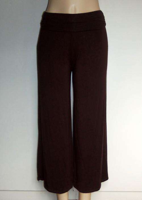 Wide Leg Brown Pants with Turnover Waistband - Size Large