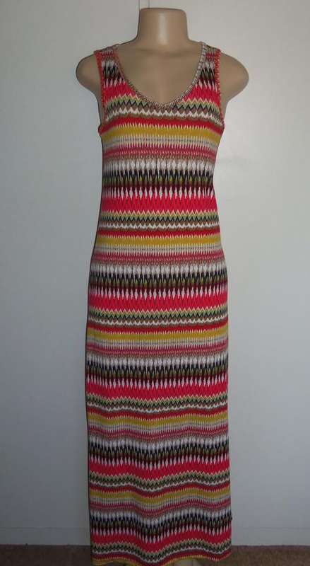 Long Multi-Colour Printed Dress - Size LARGE  *** BRAND NEW ***