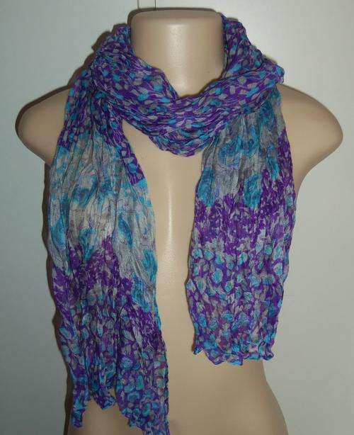 Grey, Blue and Purple Viscose Scarf  ** BRAND NEW **