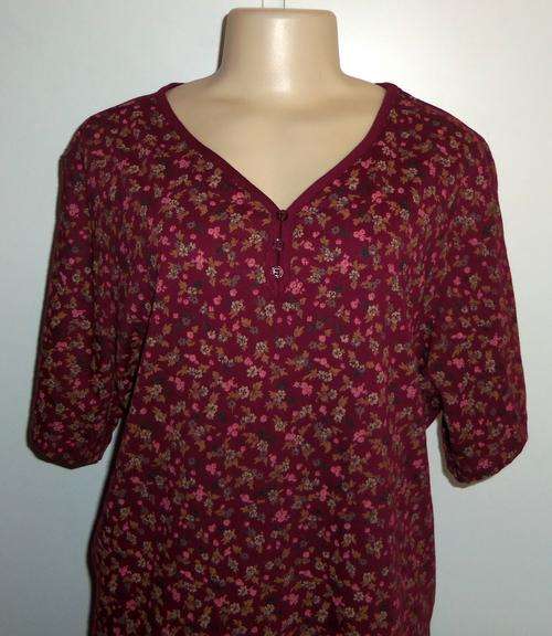 Maroon T-Shirt with Floral Print by WHITE STAG (Plus) - Size 22/24 ** BRAND NEW **
