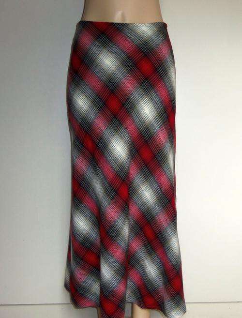 Great Quality Red and Grey Tartan A-Line Skirt - Size 36  ** BRAND NEW **