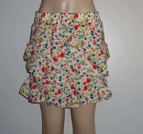 Floral Mini Skirt with Ruffles and Elastic Waistband - Size S/M/XL ** BRAND NEW **